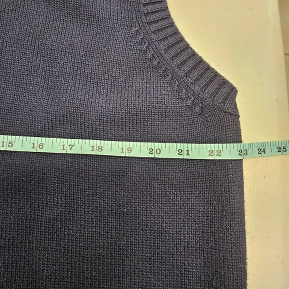 LL Bean‎ Mens V Neck Sweater Vest Navy Blue Cotton Large Tall